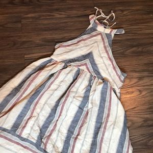 Stripped Key Hole Halter Dress
